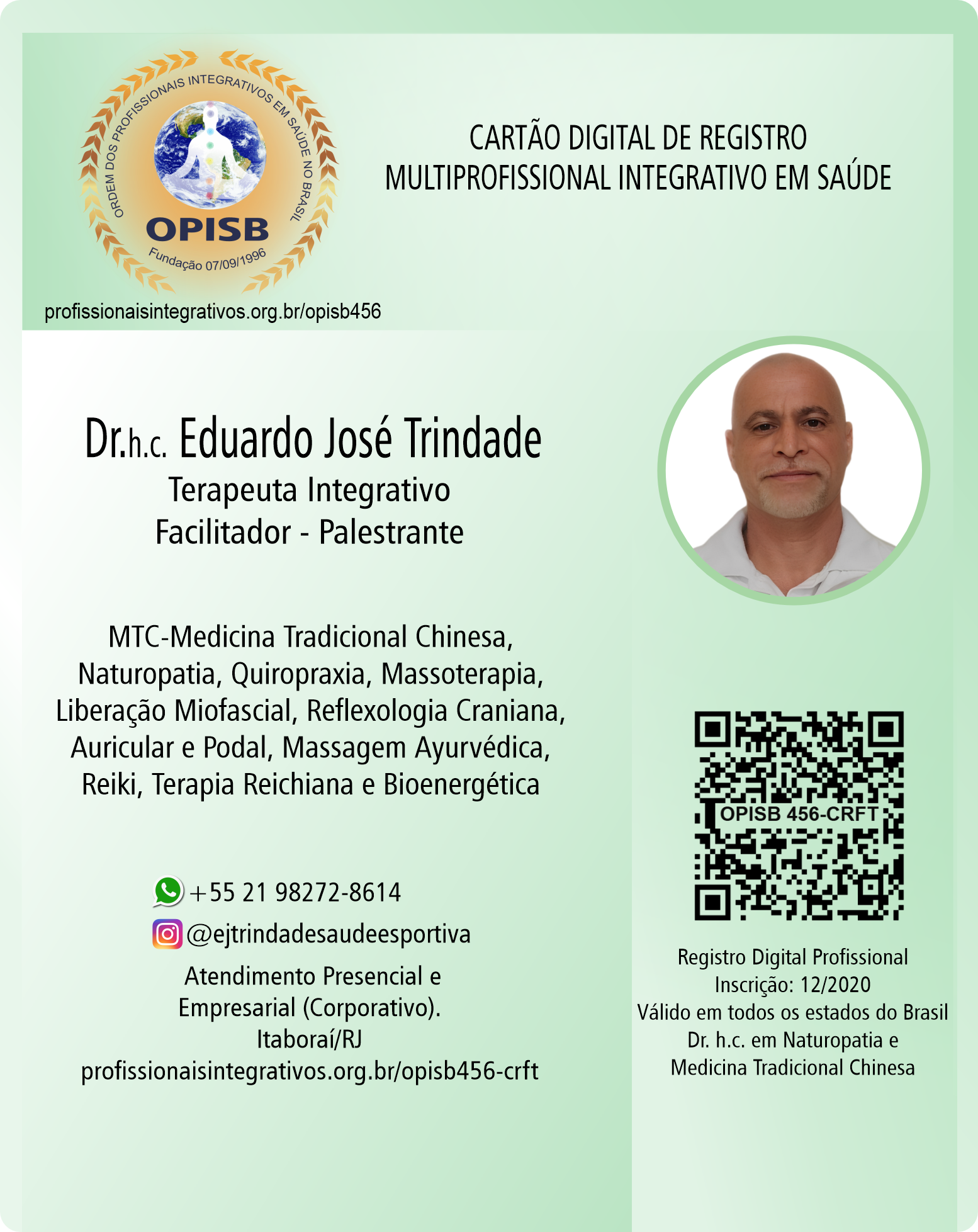OPISB 456 Dr.h.c. Eduardo José Trindade Cartão Digital de Registro