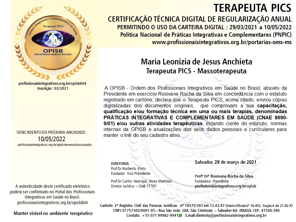 OPISB 604 CERTIFICAÇÃO TÉCNICA MARIA LEONIZIA DE JESUS ANCHIETA  MAR_2021 a MAI_2022