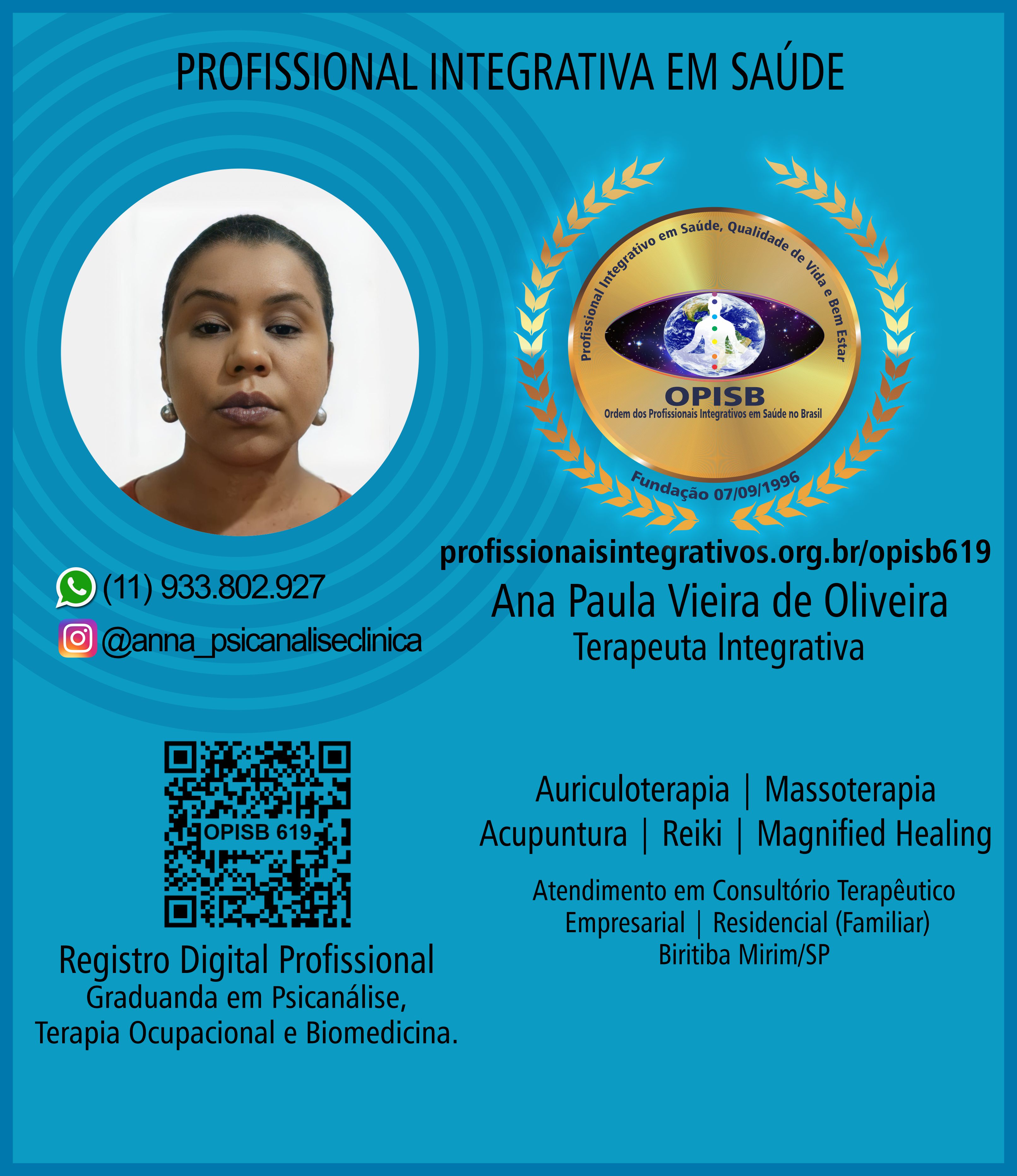 OPISB 619 Ana Paula Vieira de Oliveira | Terapeuta Integrativa