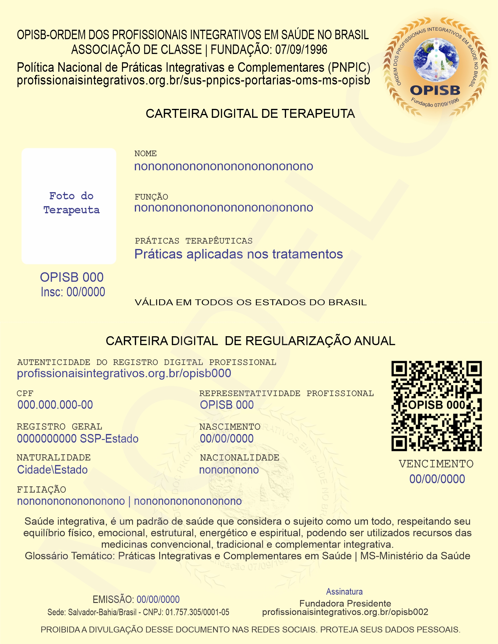 OPISB Carteira Digital do Terapeuta