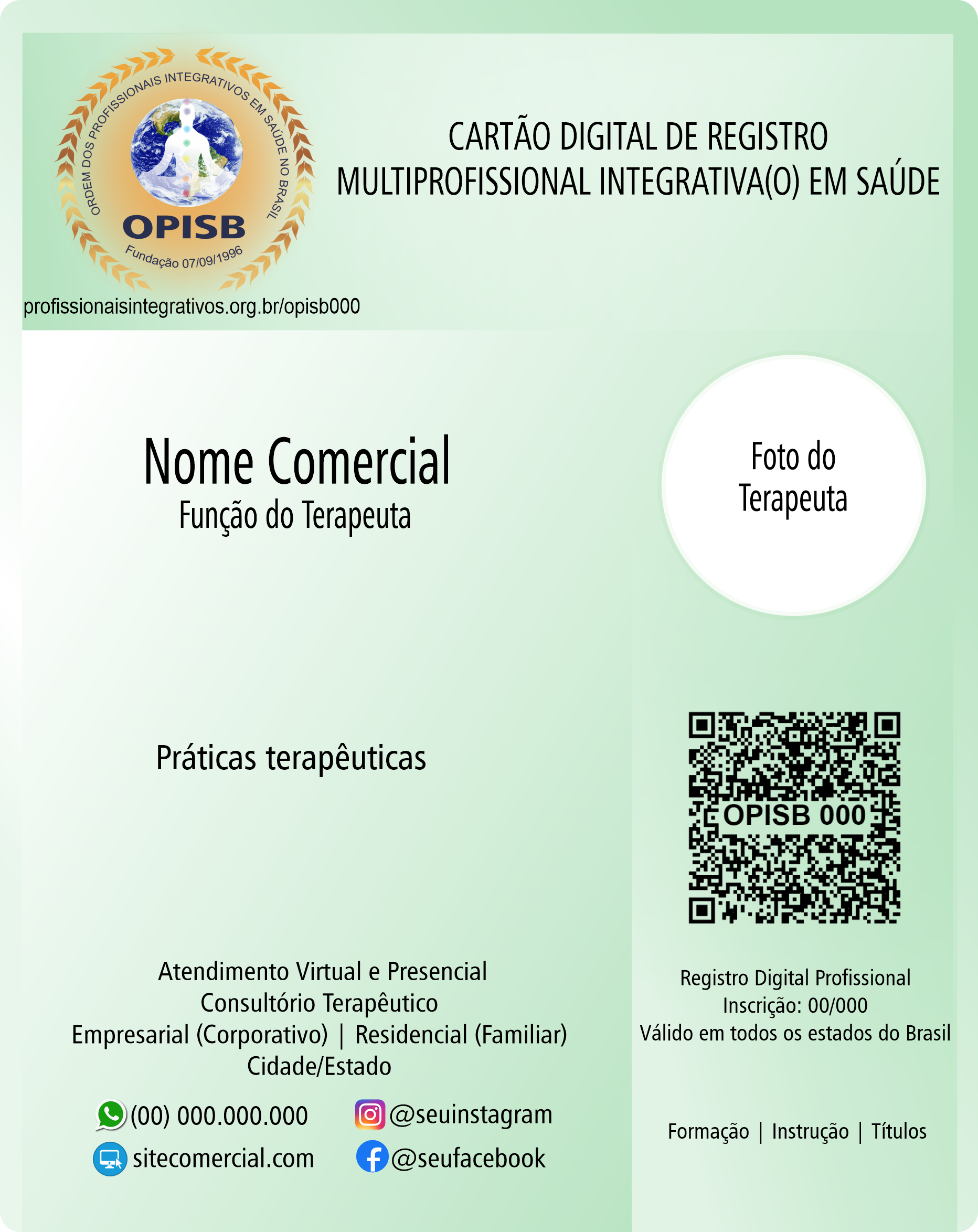 OPISB 000 Cartão Digital de Registro