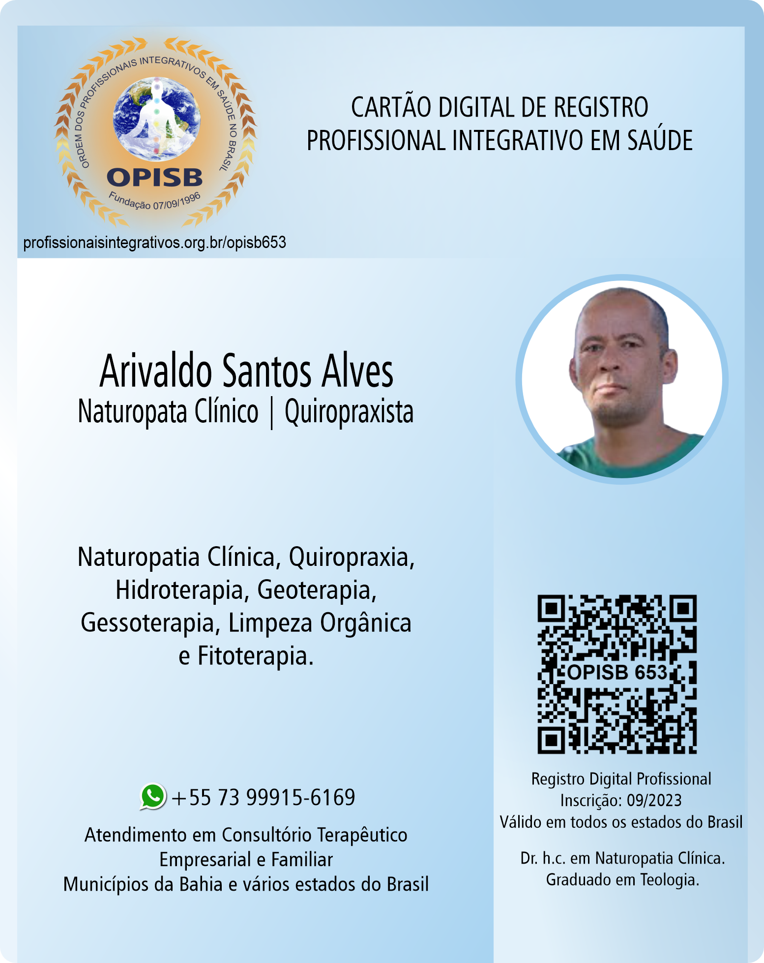 OPISB 653 Arivaldo Santos Alves | NATUROPATA CLÍNICO | QUIROPRAXISTA | 