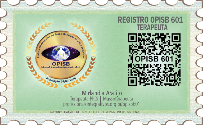 OPISB 601 MIRLANDIA ARAÚJO SELO DO REGISTRO DIGITAL PROFISSIONAL