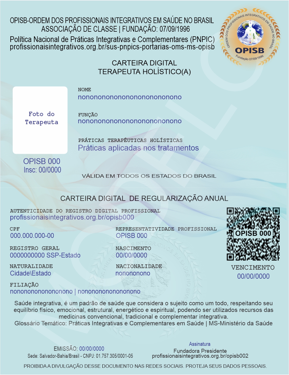 OPISB Carteira Digital do Terapeuta Holístico