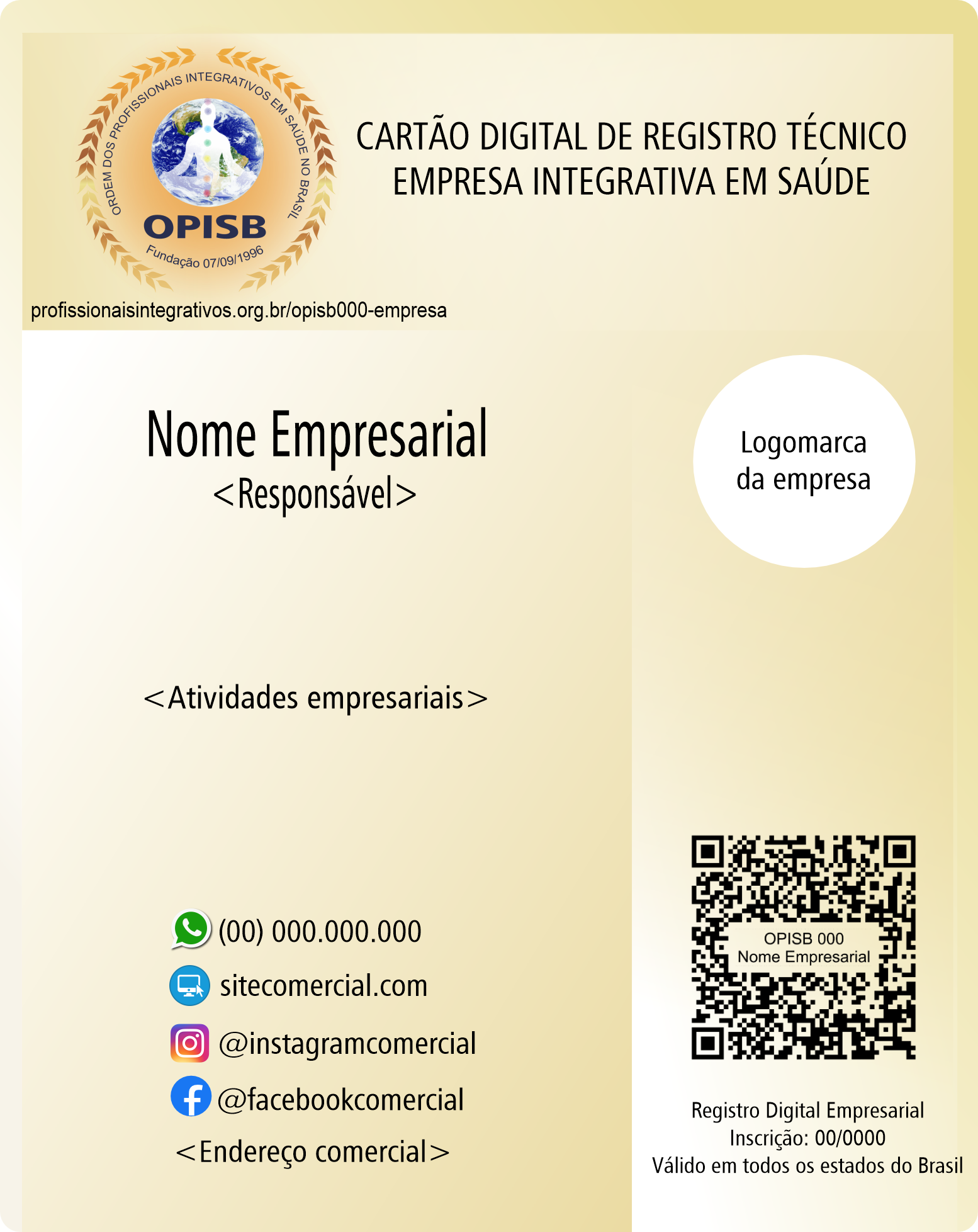OPISB 000-empresa Cartão Digital de Registro Empresarial | Empresa Integrativa em Saúde