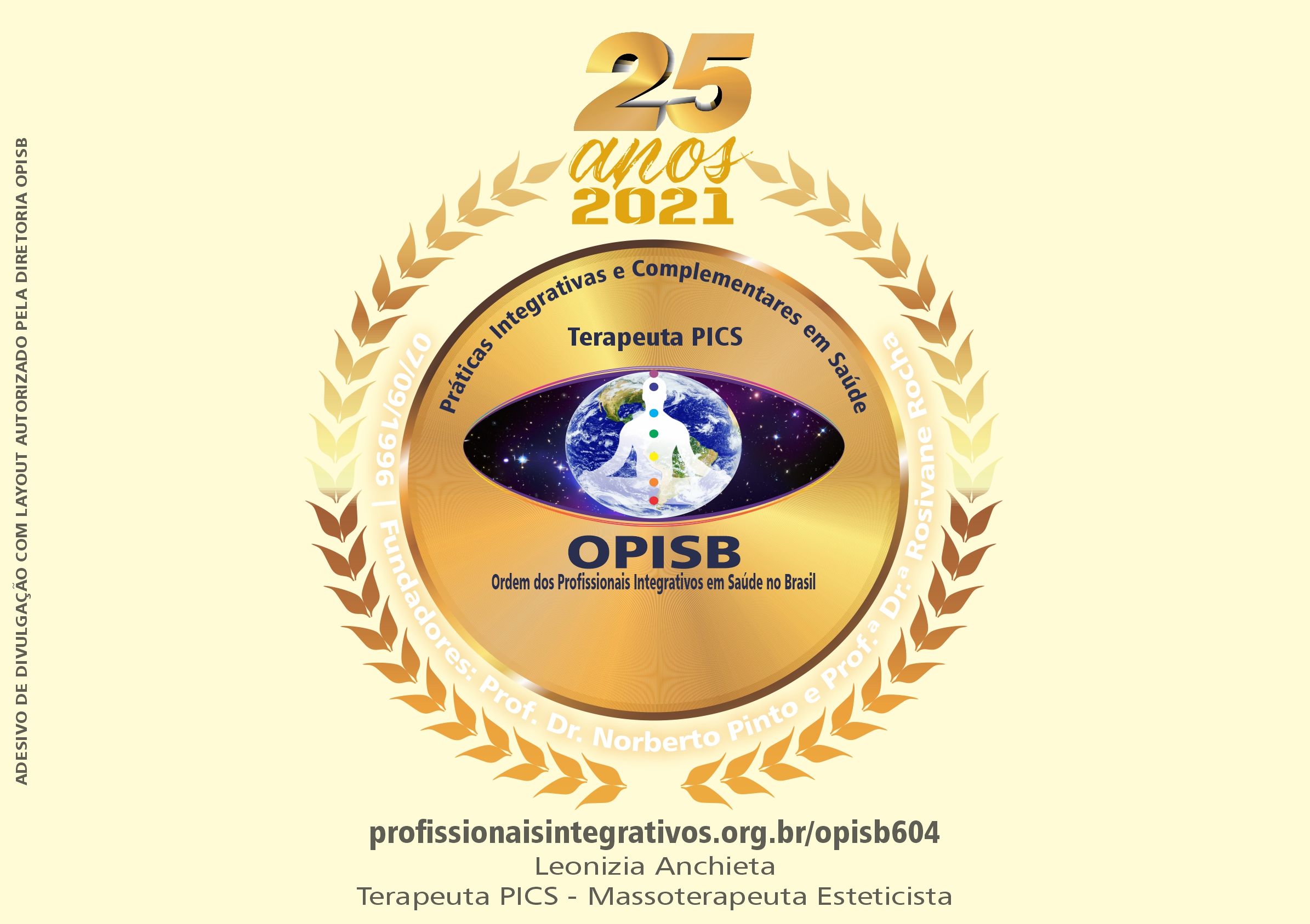 OPISB 604 LEONIZIA ANCHIETA ADESIVO DE DIVULGAÇÃO TERAPEUTA PICS