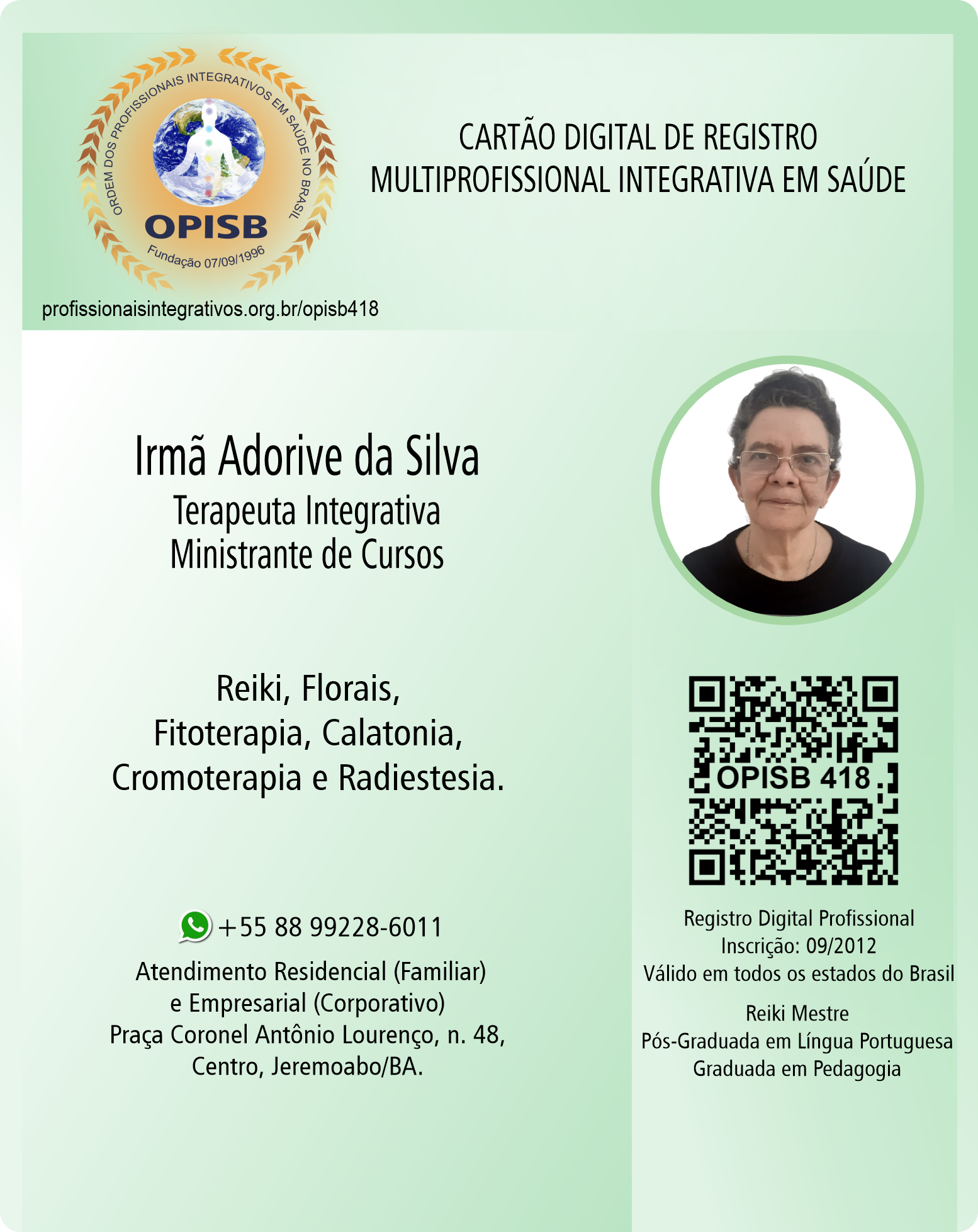 OPISB 418 Cartão Digital de Registro