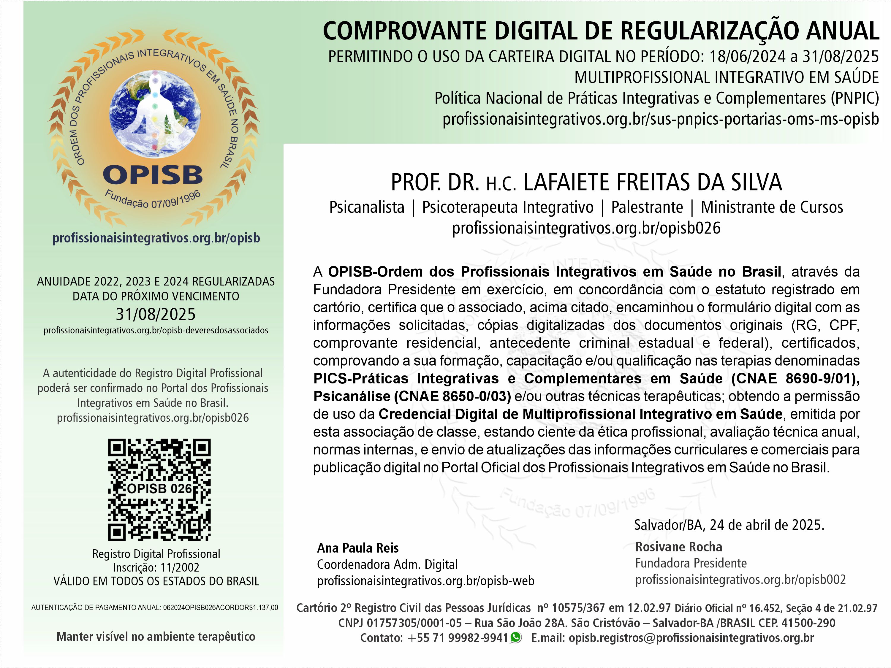 OPISB 026 Comprovante Digital de Regularização Anual