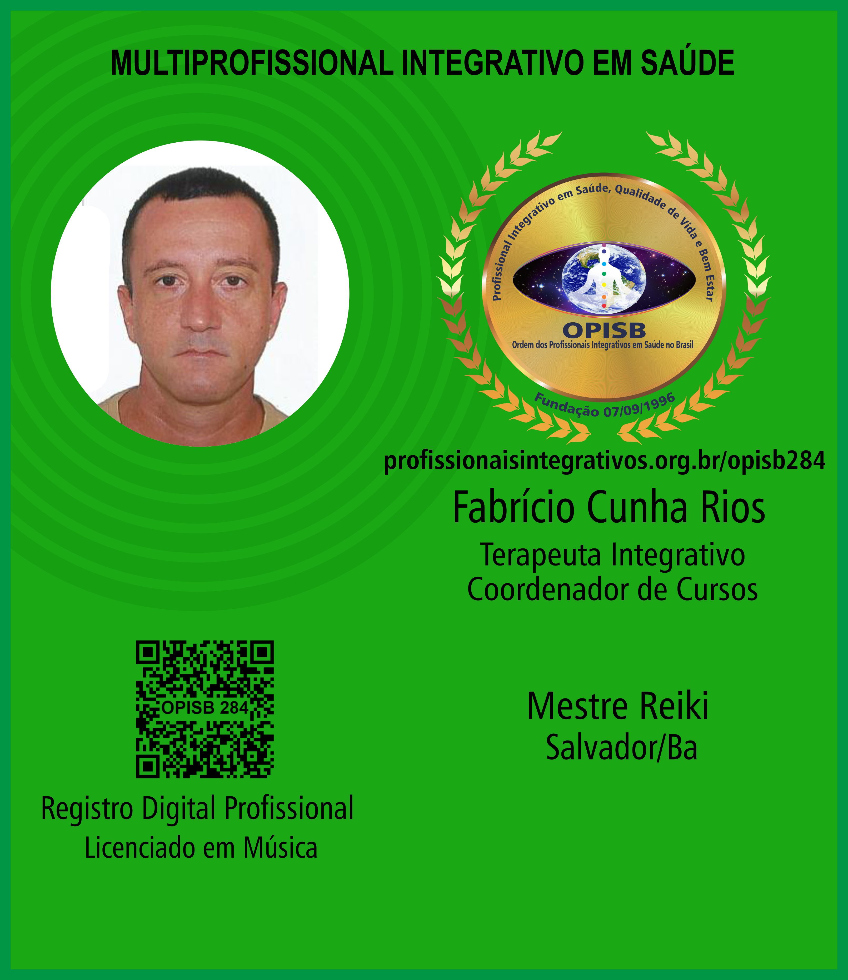 OPISB 284 Fabrício Cunha Rios | Terapeuta Integrativo Coordenador de Cursos