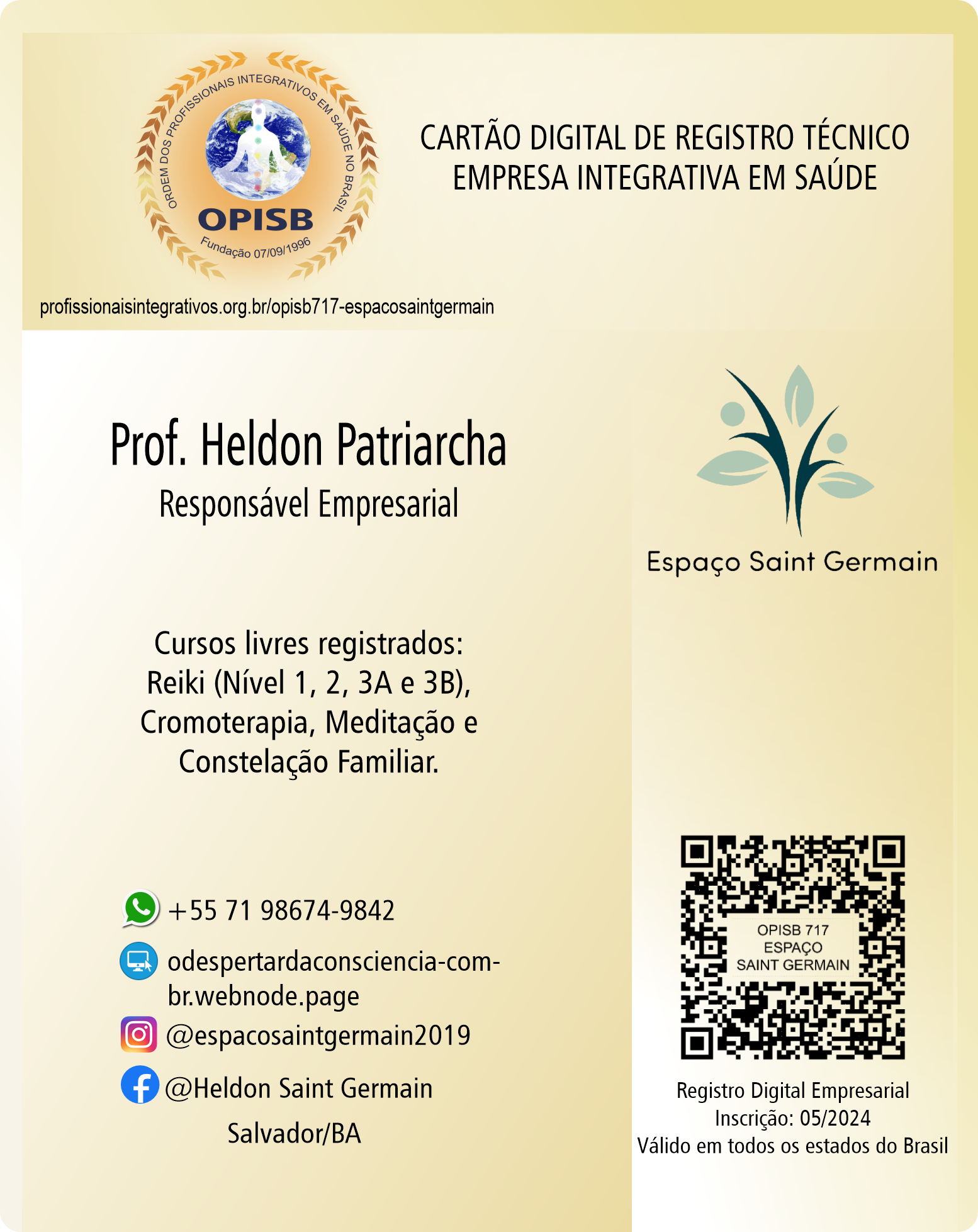 OPISB 717-Espaço Saint Germain Cartão Digital de Registro Técnico | Heldon Falcão Patriarcha