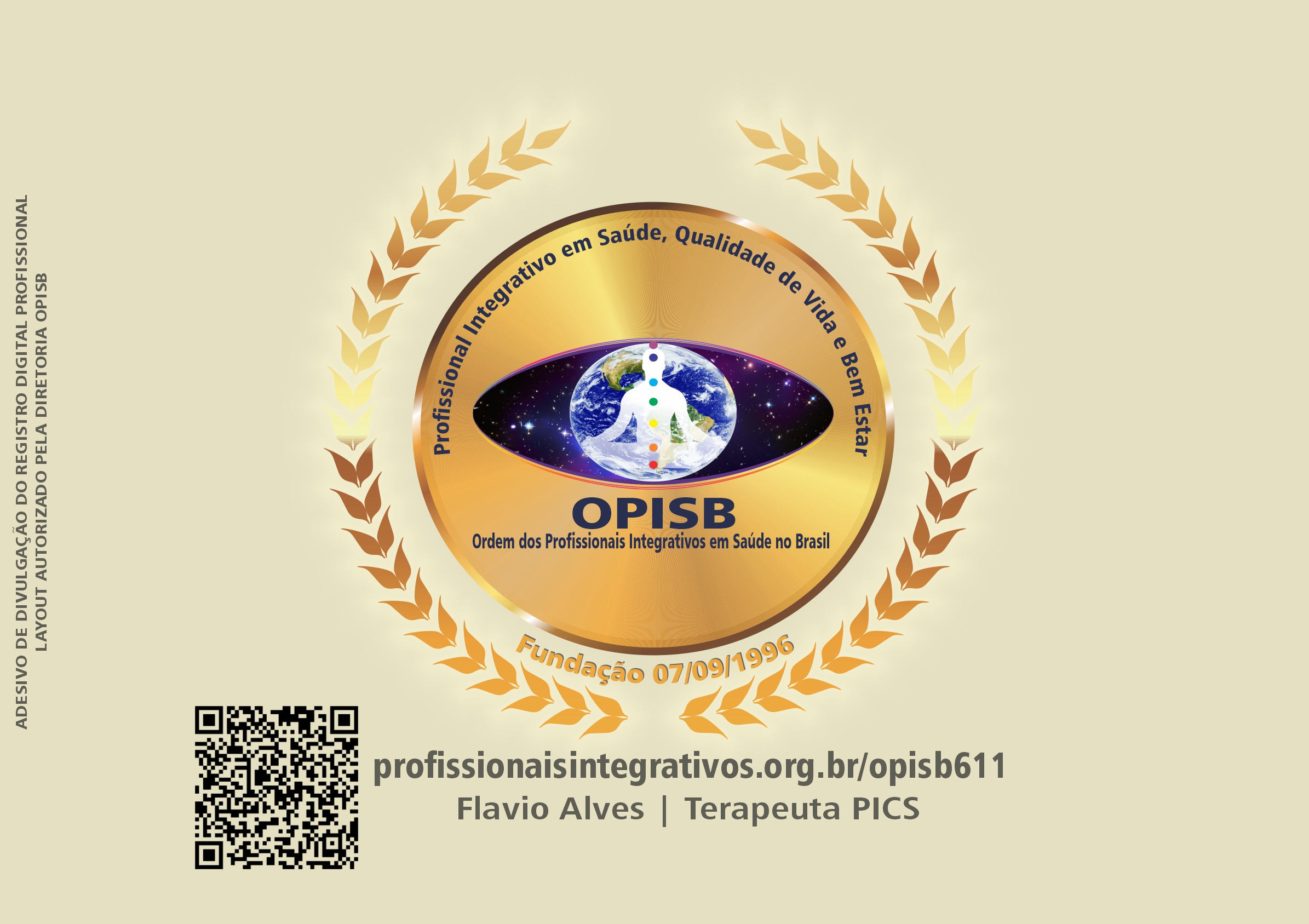 OPISB 611 FLAVIO ALVES ADESIVO DE DIVULGAÇÃO TERAPEUTA PICS.