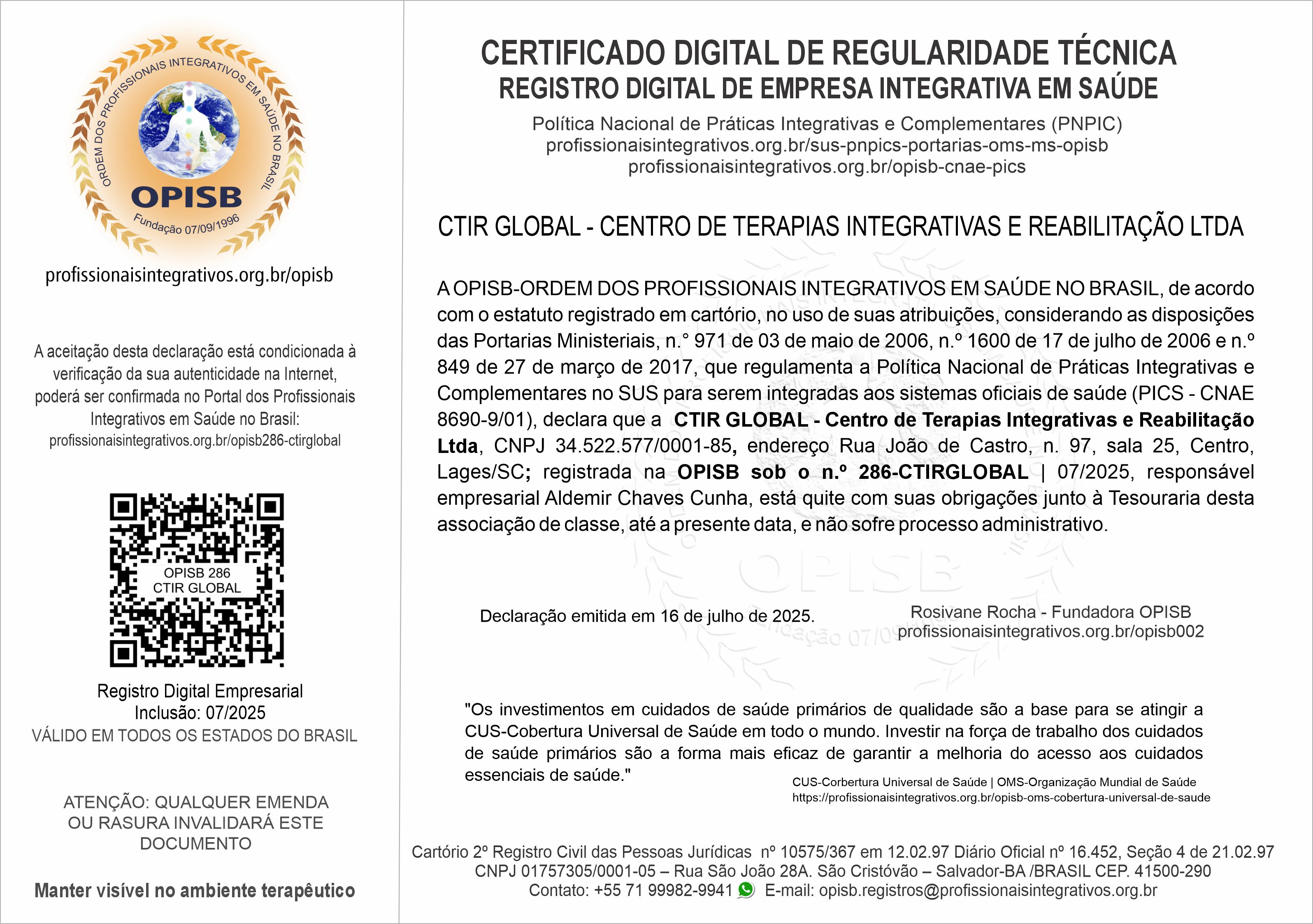 OPISB 286-CTIRGLOBAL Certificado Digital de Regularidade Técnica