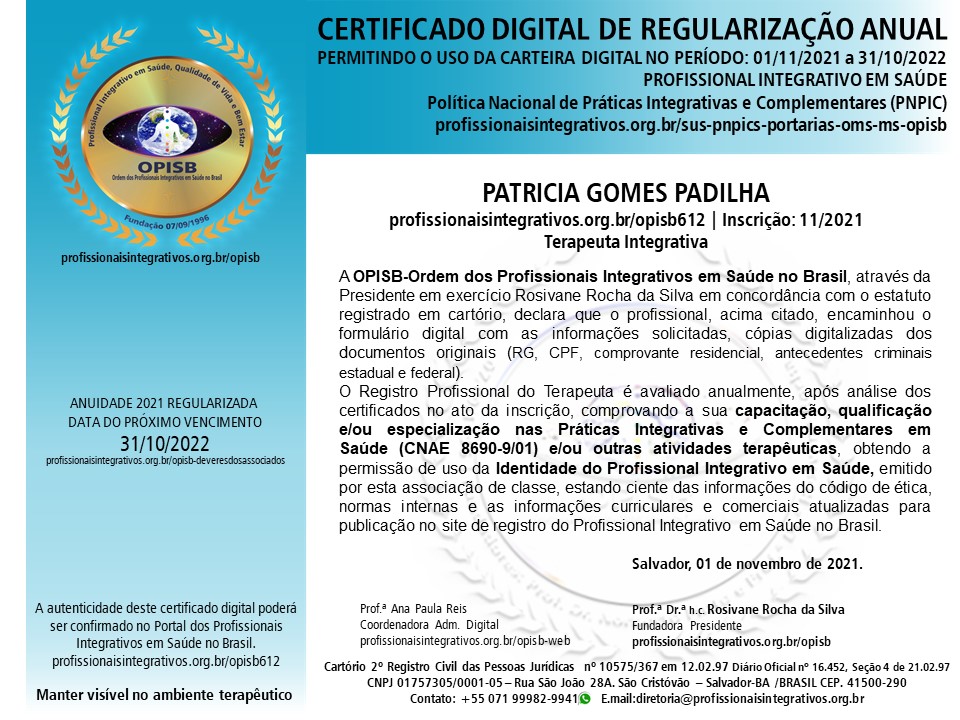 OPISB 612 CERTIFICADO ANUAL PATRICIA GOMES PADILHA  NOV_2021 a OUT_2022