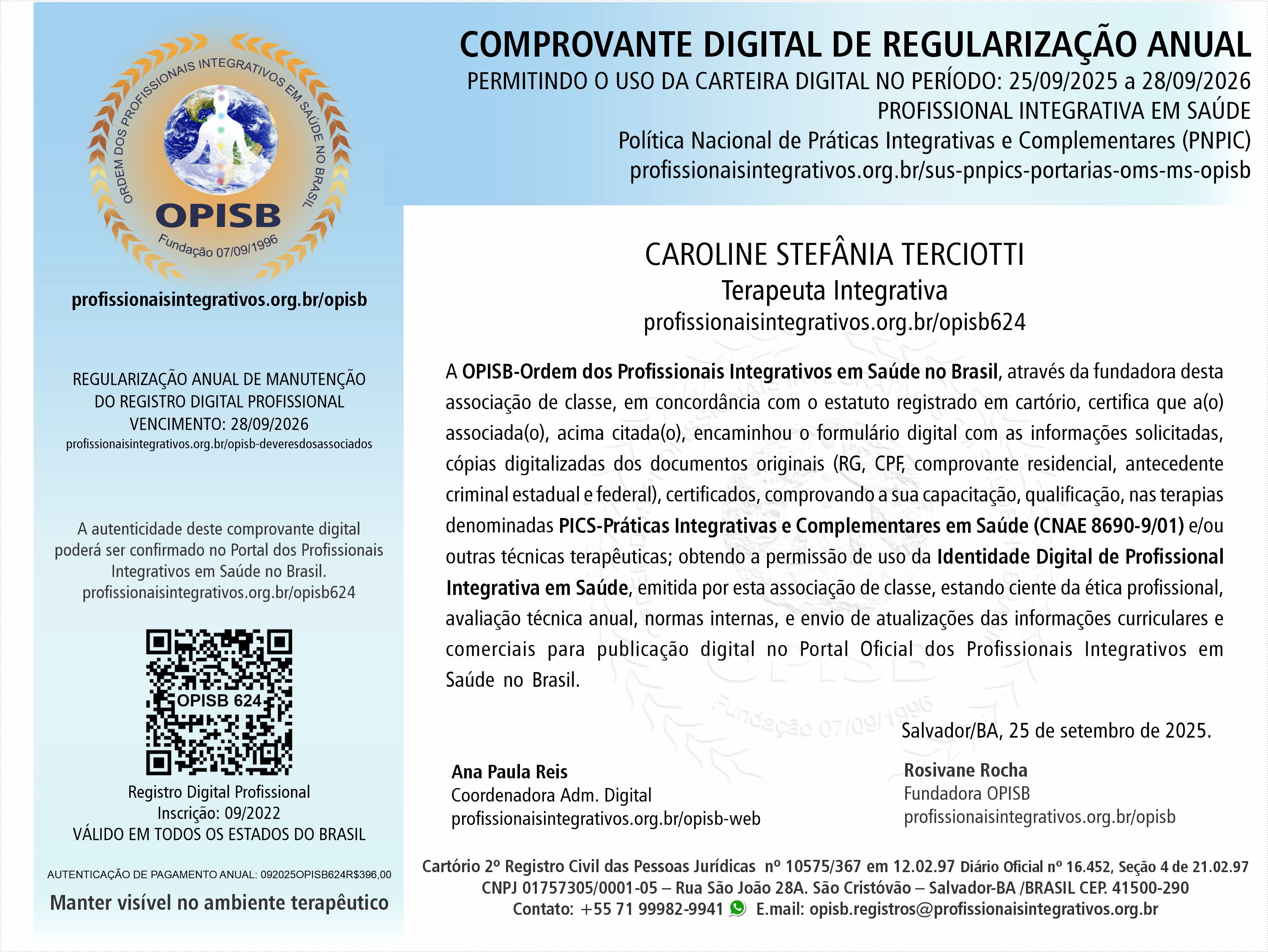 OPISB 624 Caroline Terciotti Comprovante Digital de Regularização Anual