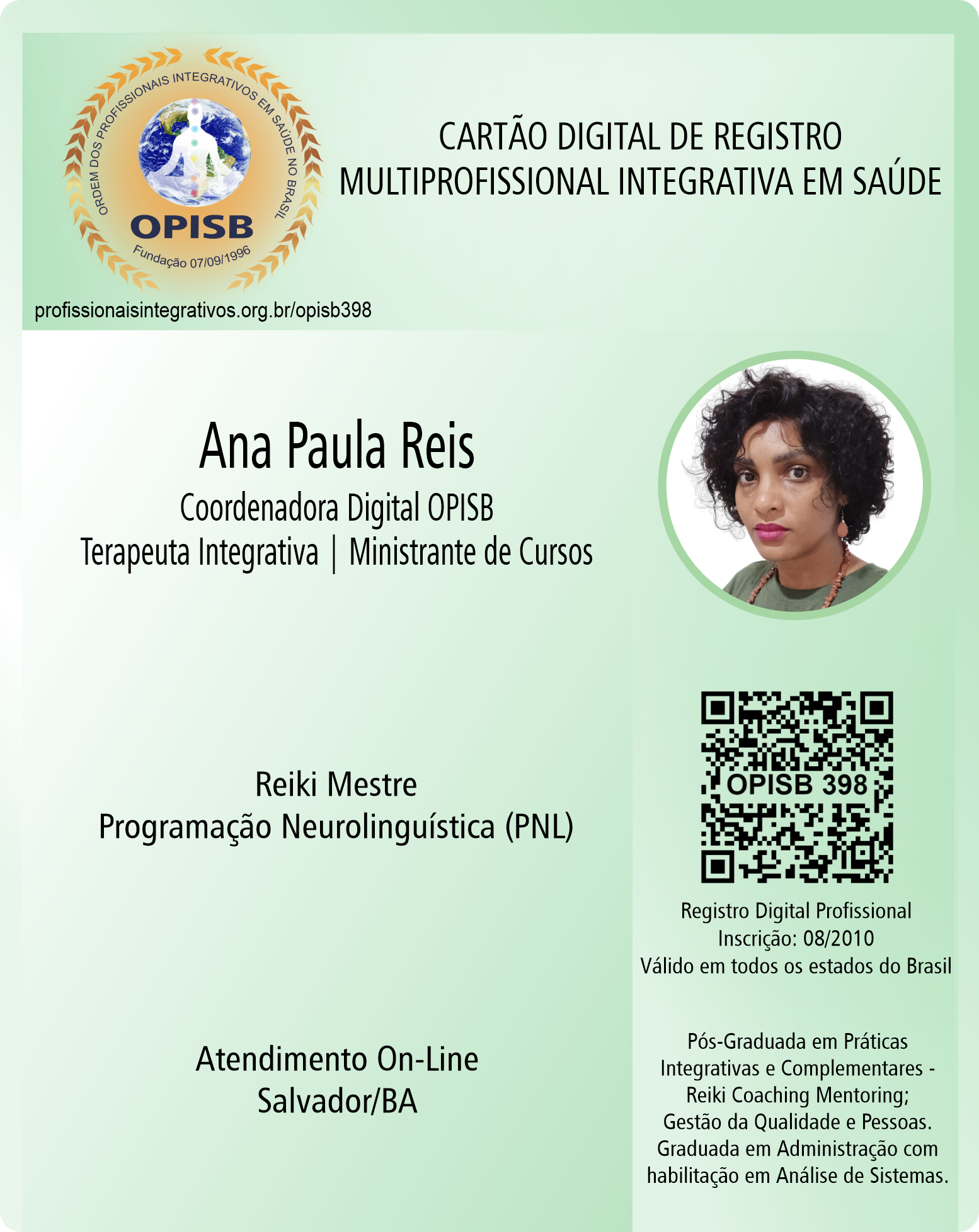 OPISB 398 Cartão Digital de Registro