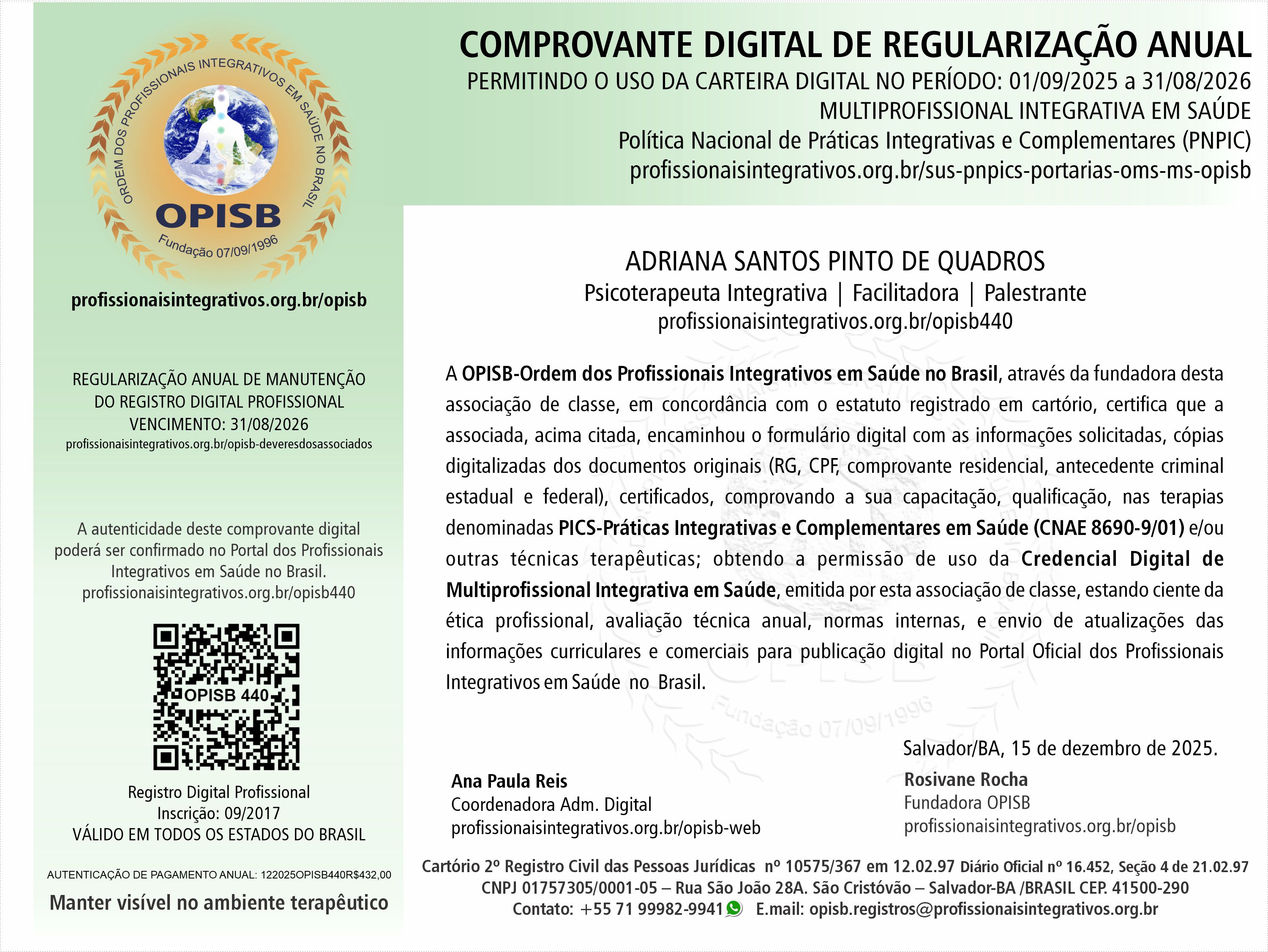 OPISB 440  Adriana Pinto de Quadros  Comprovante Digital de Regularização Anual