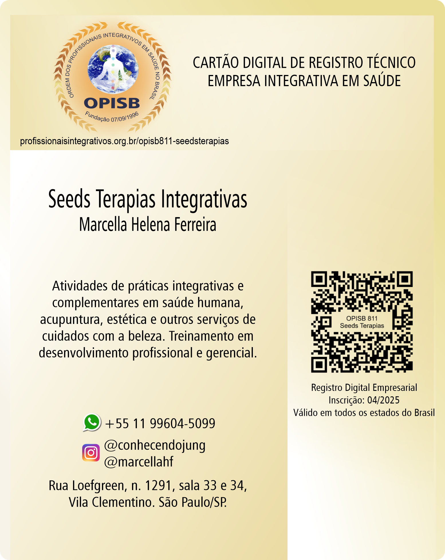 OPISB 811-Seeds Terapias Cartão Digital de Registro Empresarial