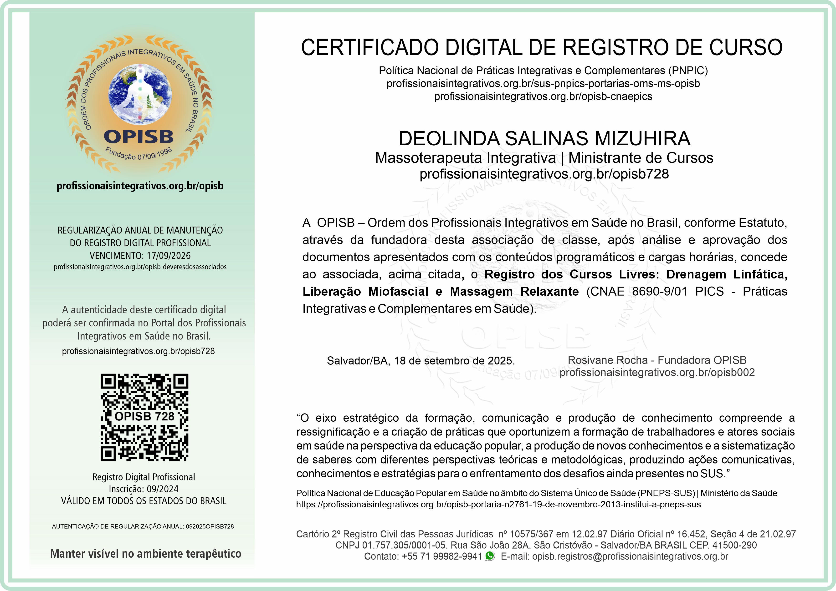 OPISB 728 Jade Mizuhira  Certificado de Registro de Cursos