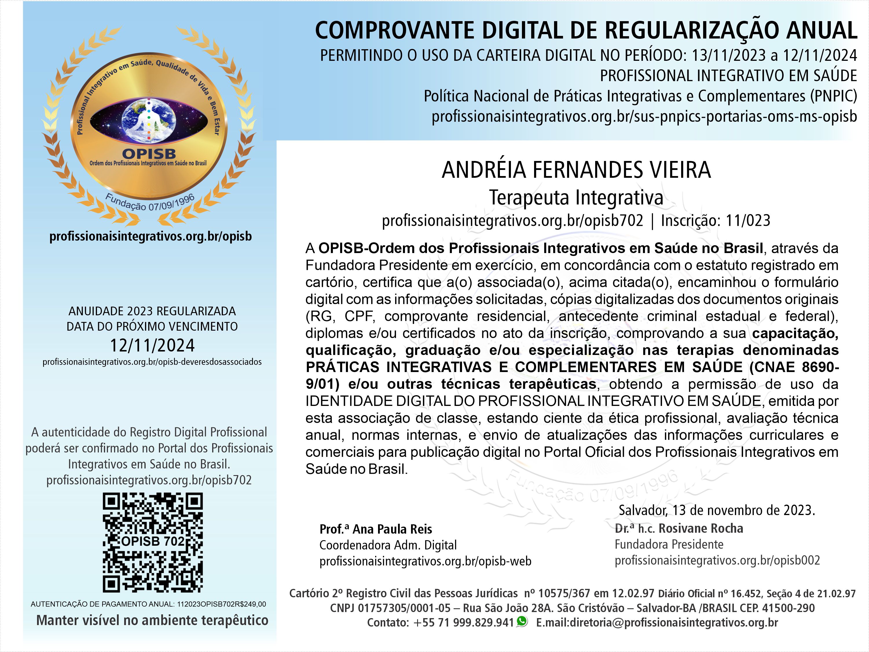 OPISB 702 Comprovante Digital de Regularização Anual