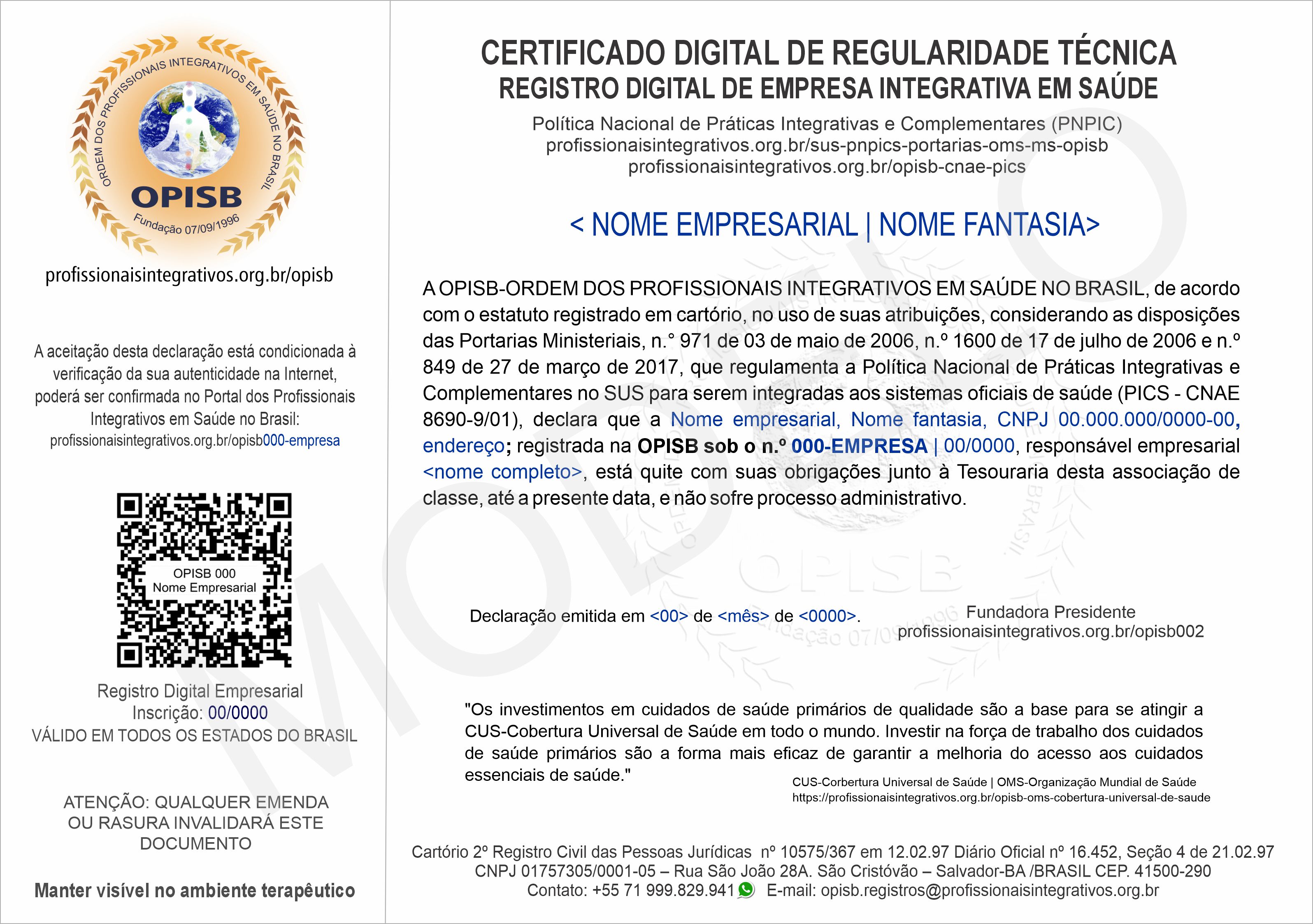 OPISB 000-empresa Certificado Digital de Regularidade Técnica