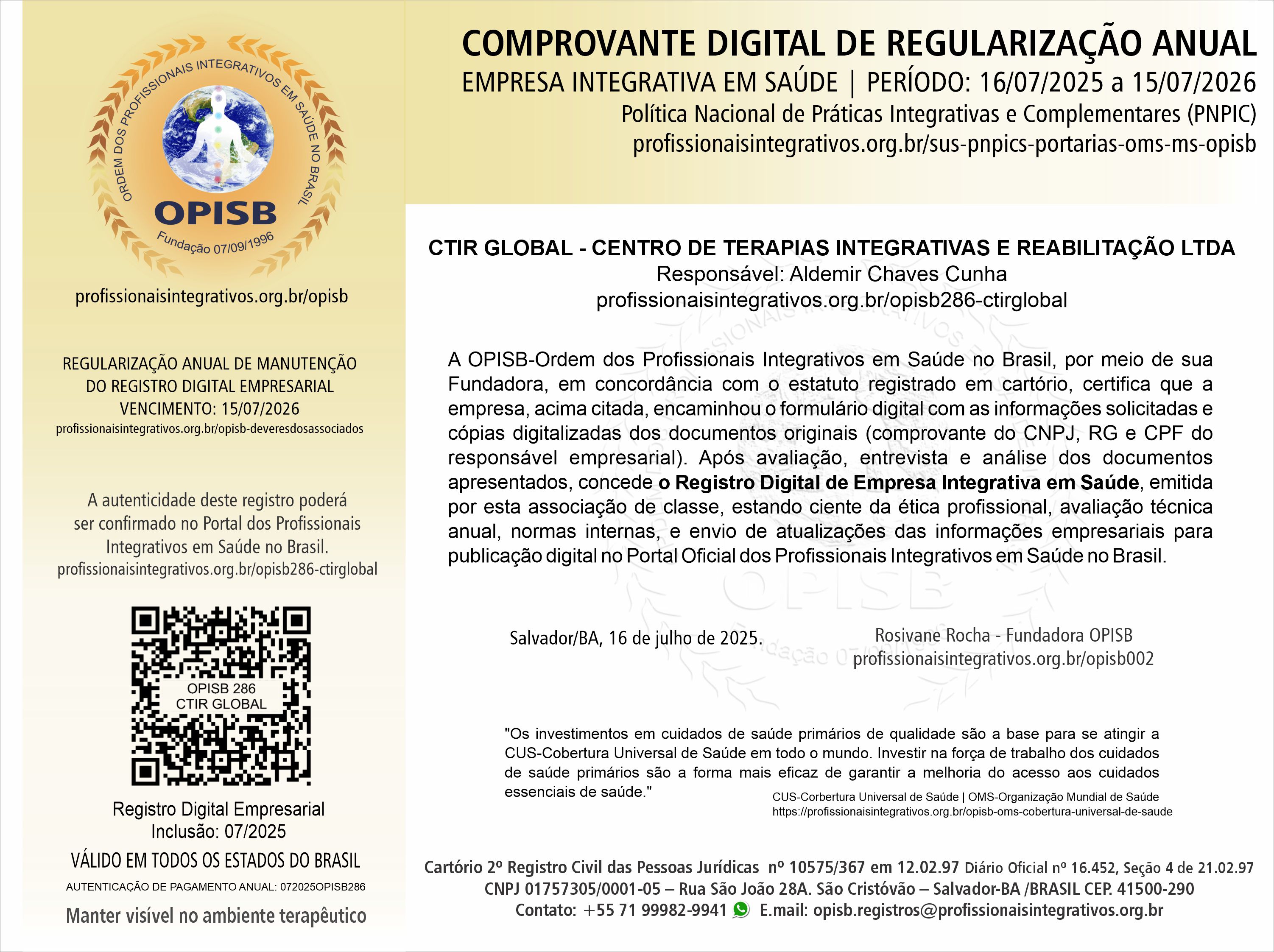 OPISB 286-CTIRGLOBAL Comprovante Digital de Regularização Anual