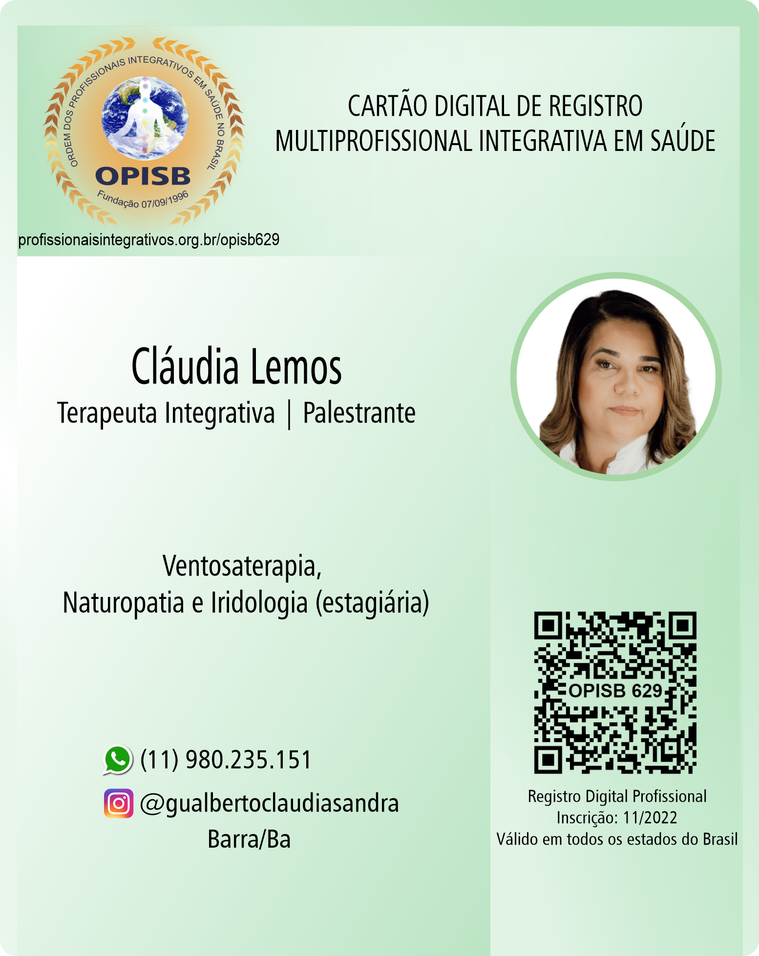 OPISB 629 Cartão Digital de Registro