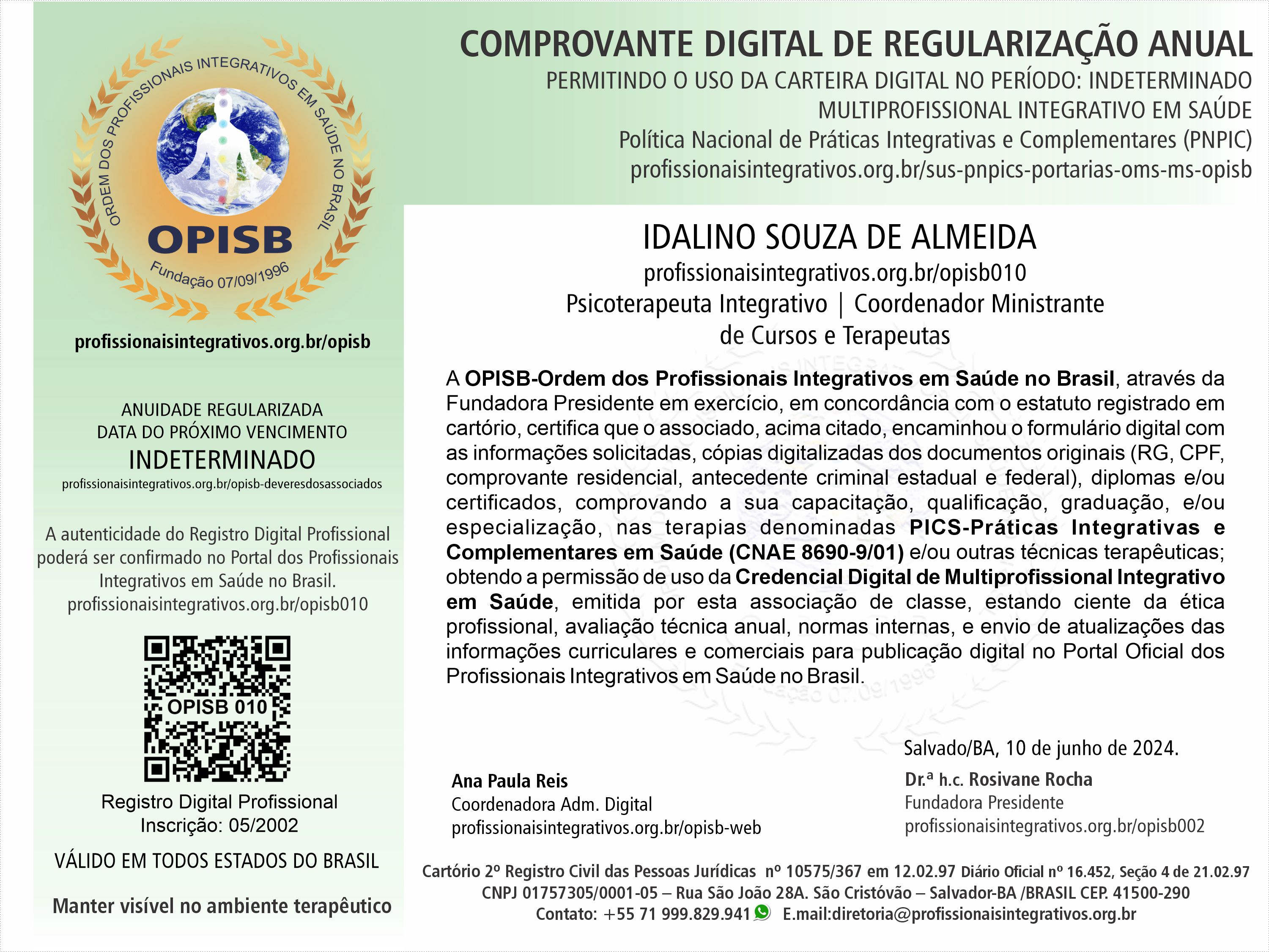 OPISB 010 Comprovante Digital de Regularização Anual