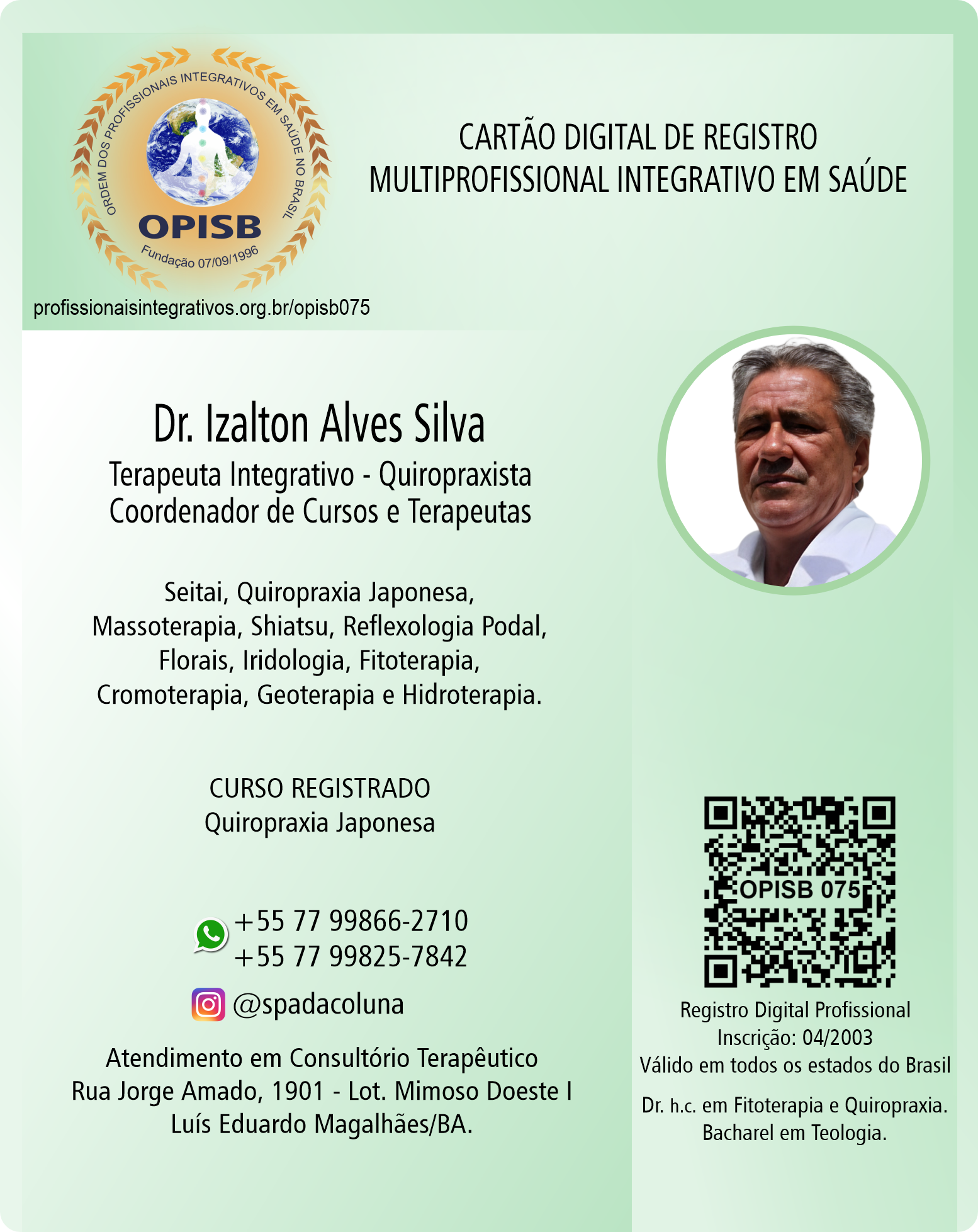 OPISB 075 Cartão Digital de Registro