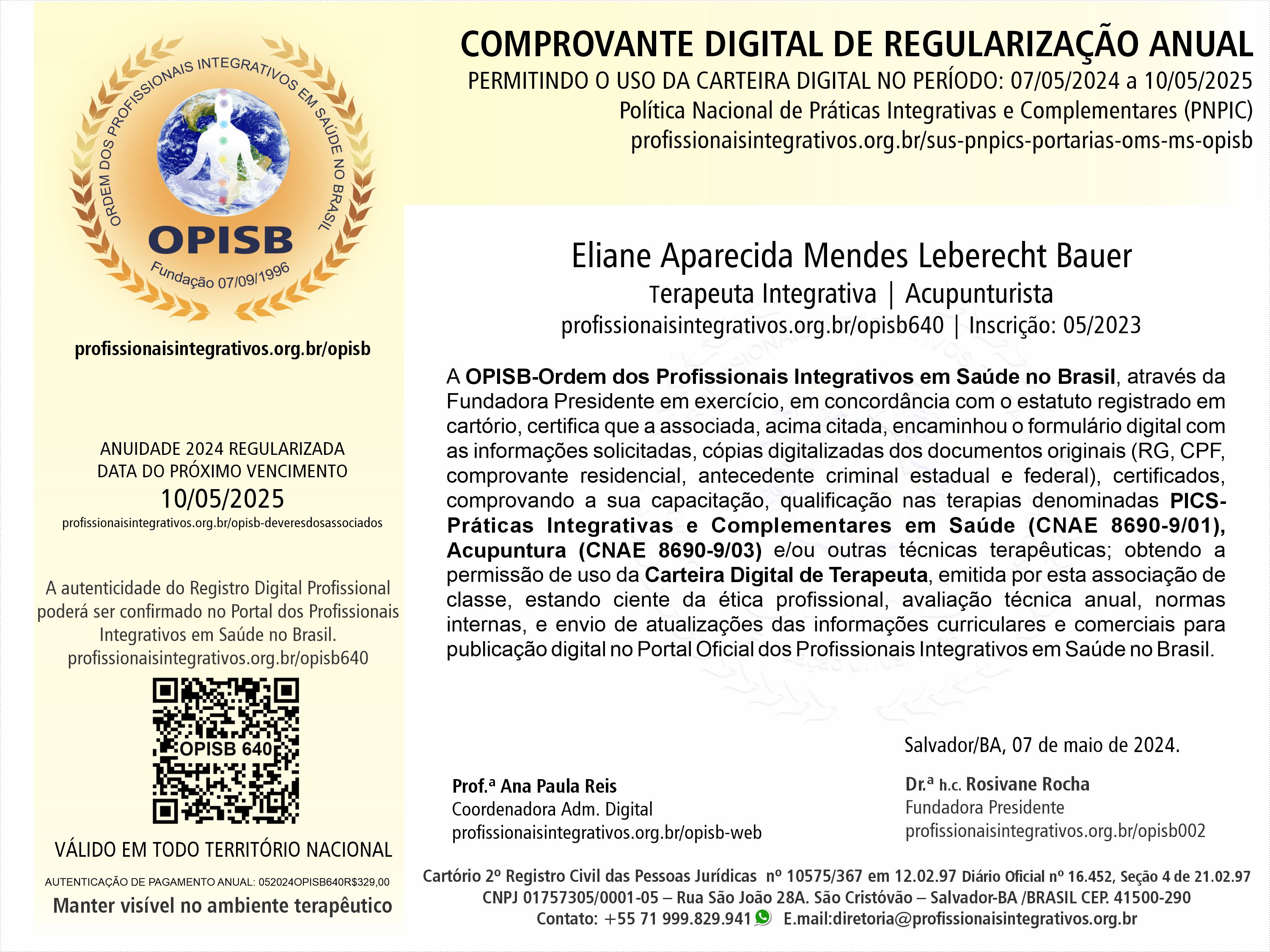 OPISB 640 Comprovante Digital de Regularização Anual