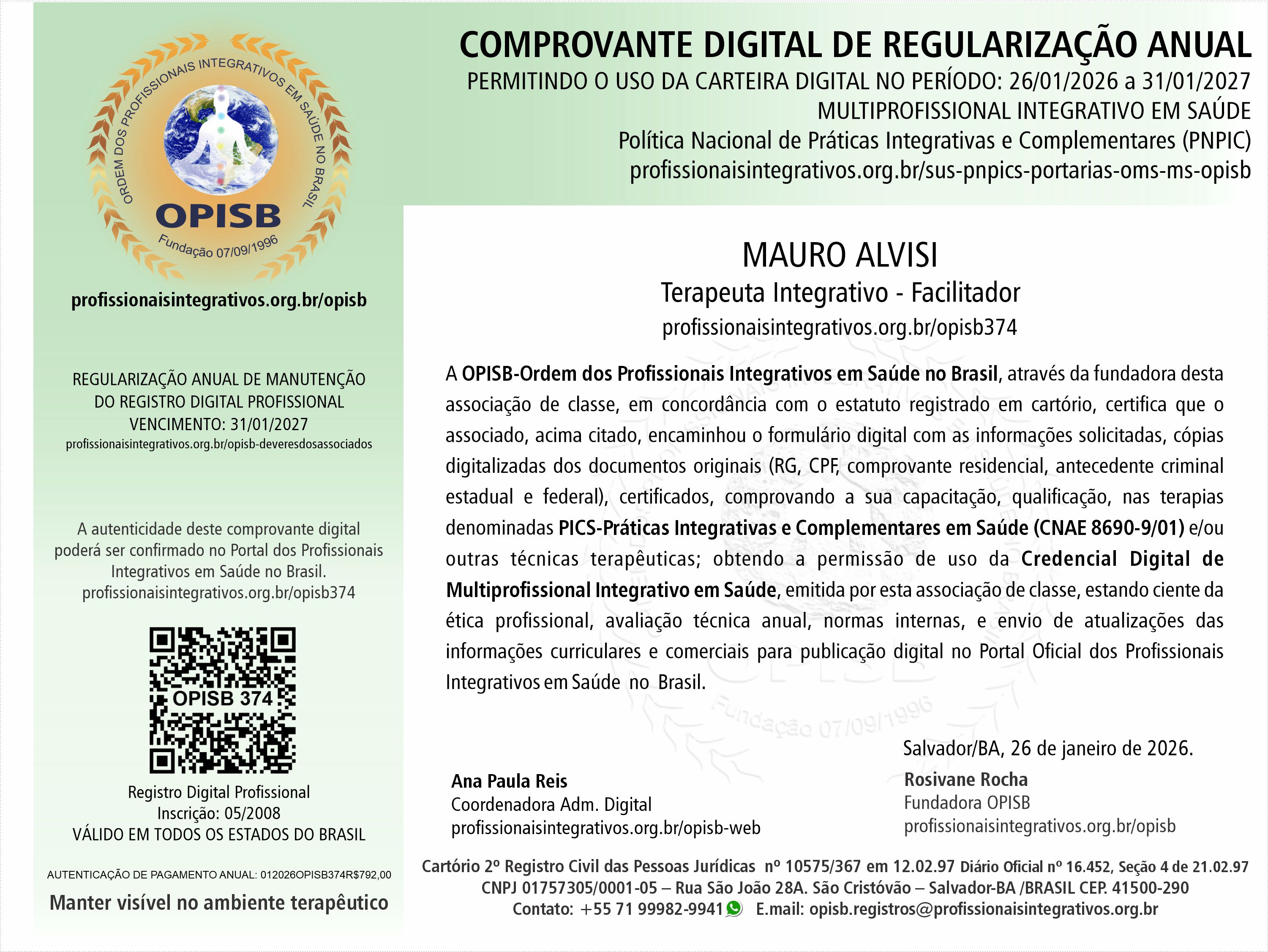 OPISB 374 Comprovante Digital de Regularização Anual