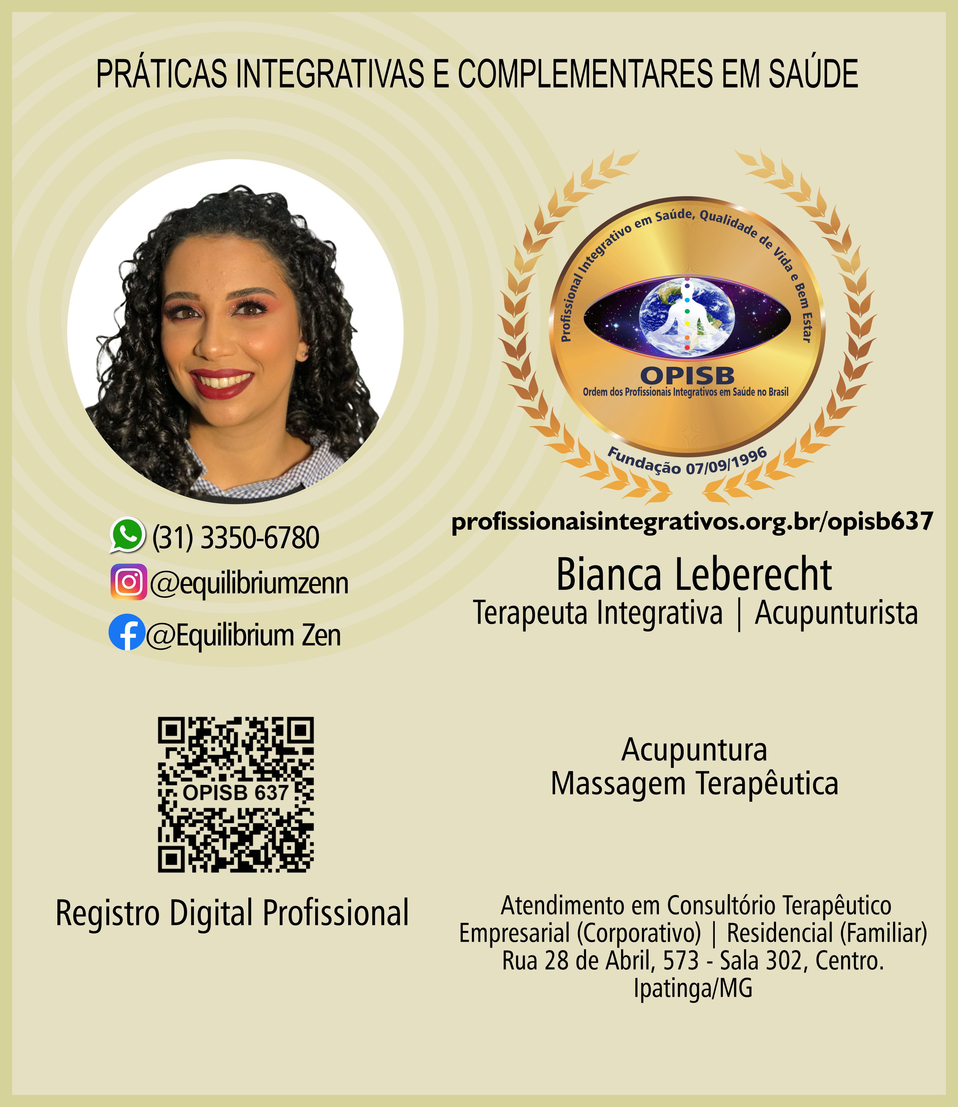 OPISB 637 Bianca Leberecht | Terapeuta Integrativa Acupunturista